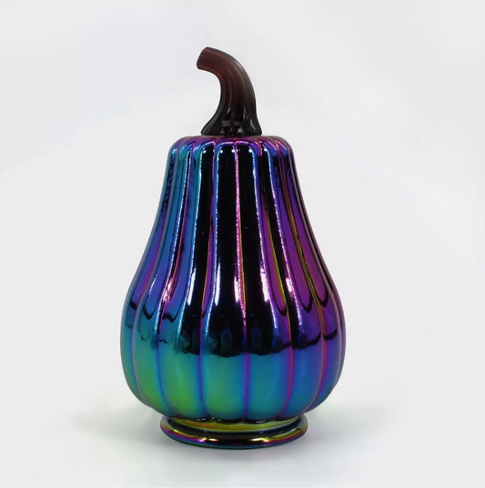 Dark Iridescent Tall 7" Halloween Pumpkin Glass Figurines - Bullseye's Playground™