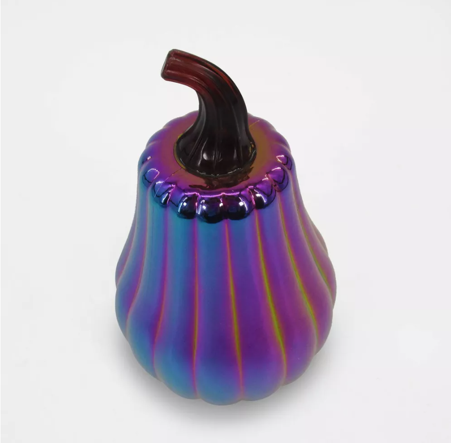 Dark Iridescent Tall 7" Halloween Pumpkin Glass Figurines - Bullseye's Playground™