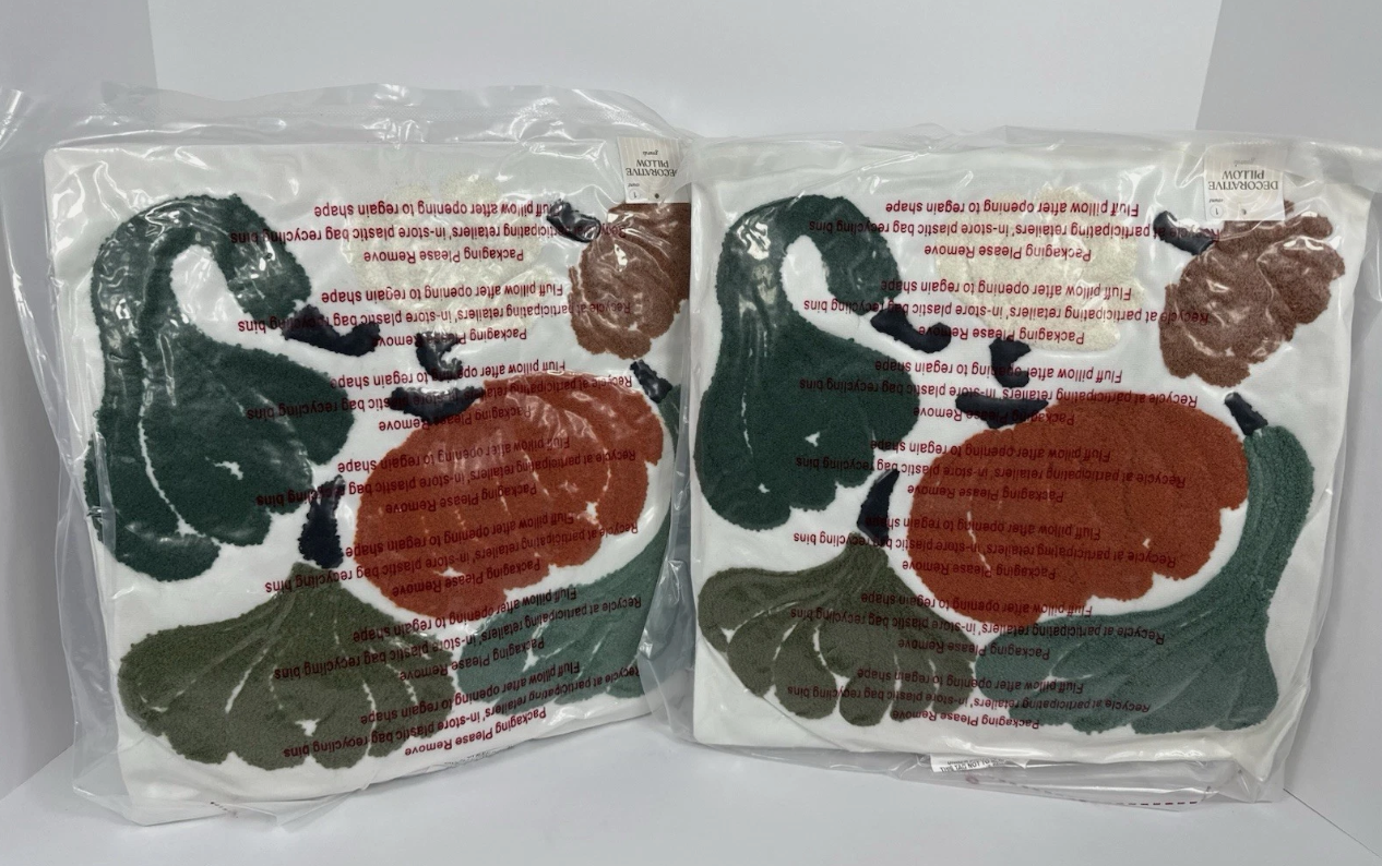 Embroidered Thanksgiving Throw Pillow Gourds 14" x 14" - Bullseye's Playground™