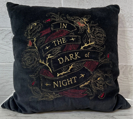 Threshold Black Velvet Embroidered Throw Pillow - In The Dark of Night 18" x 18"
