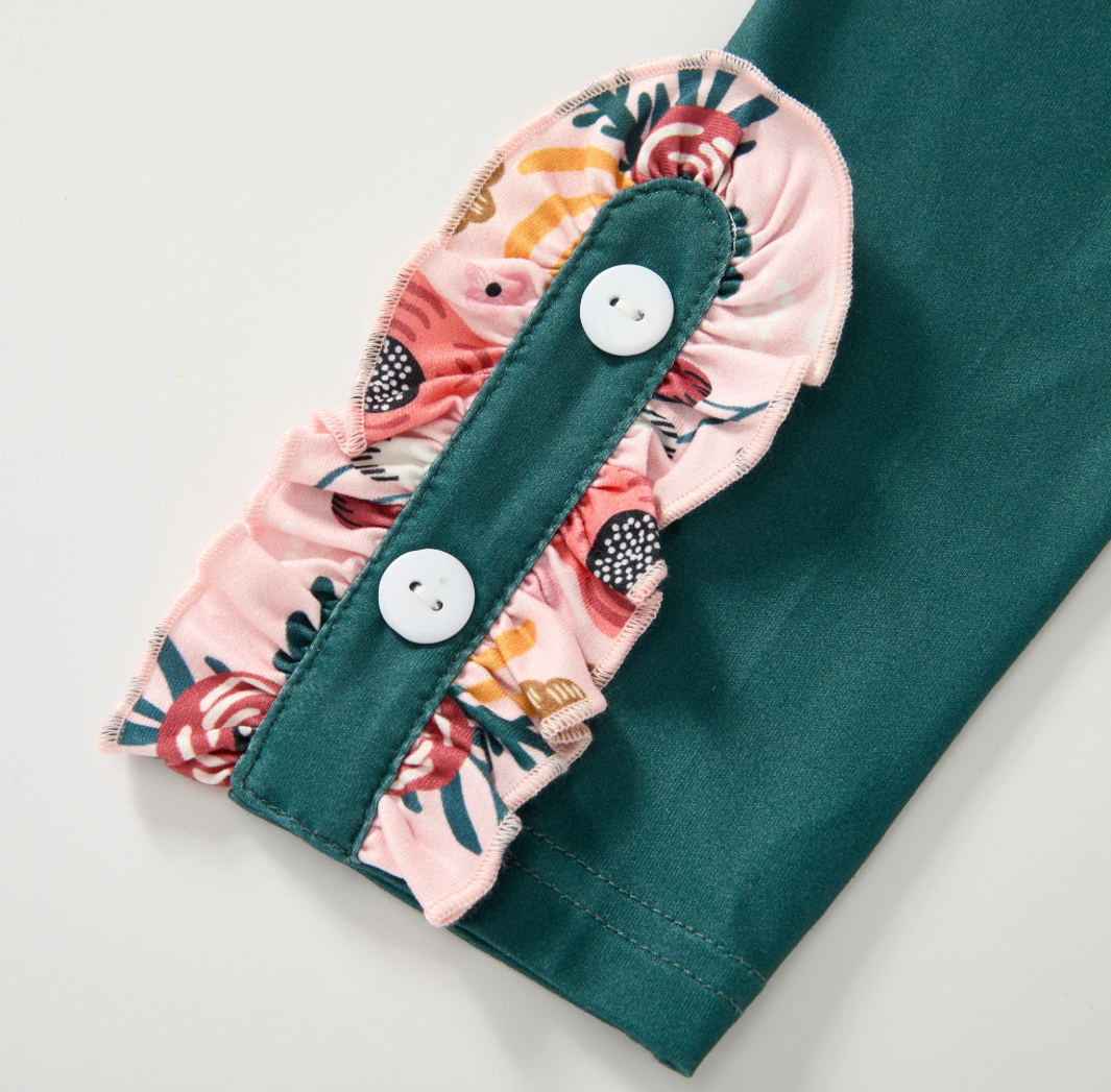 Pete + Lucy Girls Cozy Botanicals - Pants Set