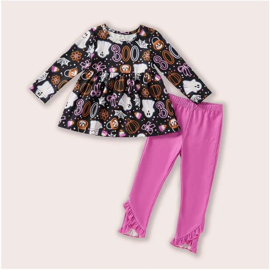 Pete + Lucy Girls Halloween "Lil' Boo" Tunic & Leggings Set – Size 4T