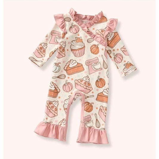 Pete + Lucy Infant Fall Thanksgiving "Baking Bliss" Romper - Size 6-9M