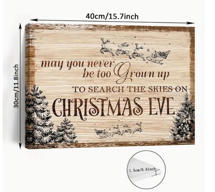 Wooden Framed Canvas Painting, Farmhouse Christmas Decoration, 15.7" x 11.8" Canvas Wall Art, Waterproof, Rustic Style, Perfect for Bedroom, Living Room, Bathroom & More