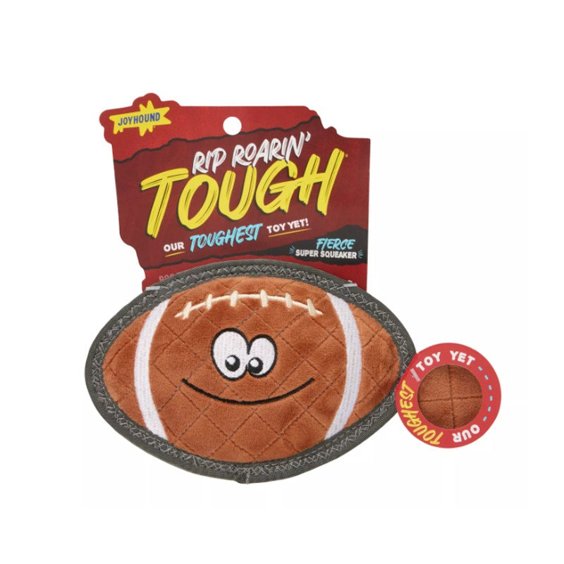 Joyhound Rip Roarin' Tough Plush Football Squeaker Dog Toy - Aggressive Chewers
