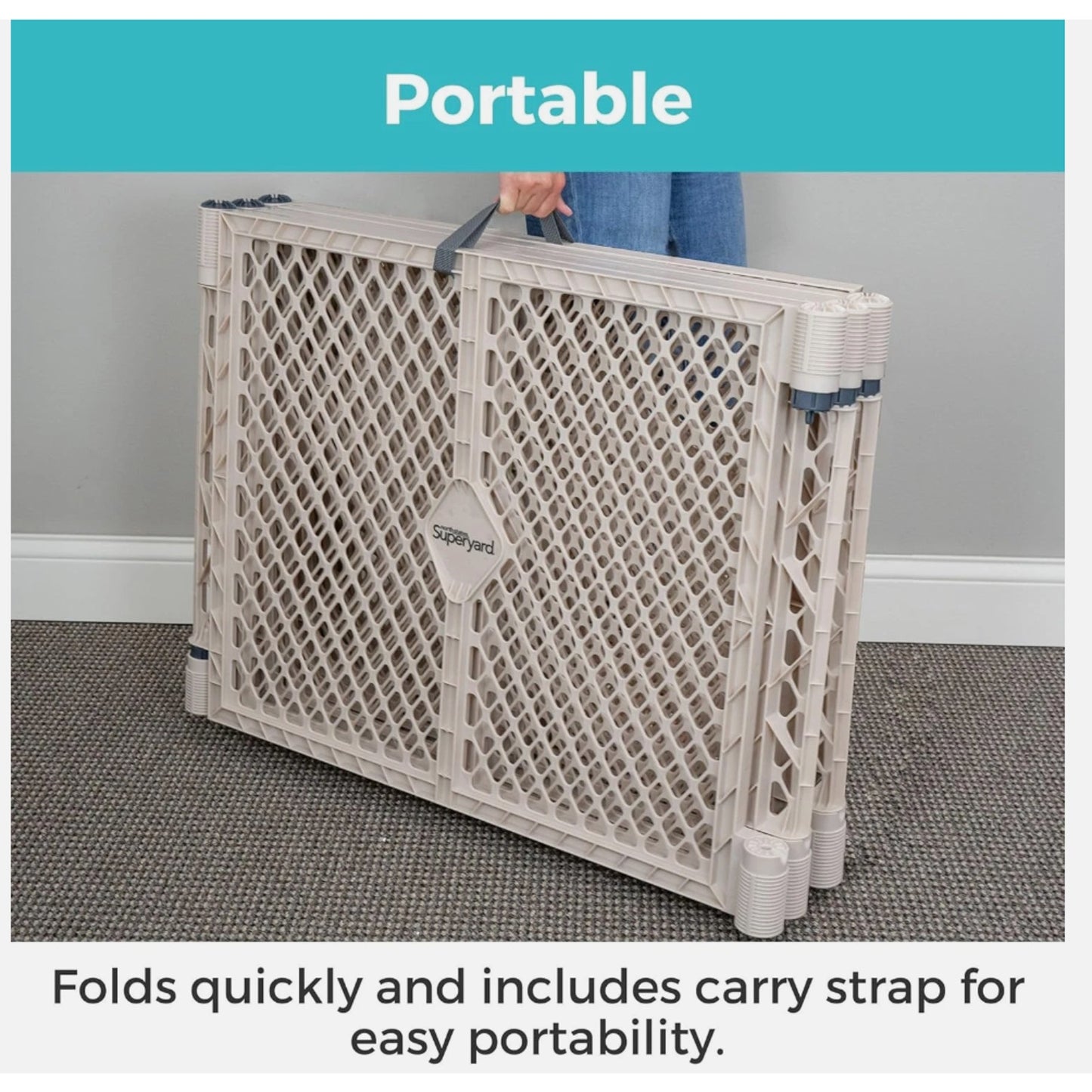 Superyard Baby Play Yard: Freestanding 6-Panel Baby Playpen - Indoor/Outdoor