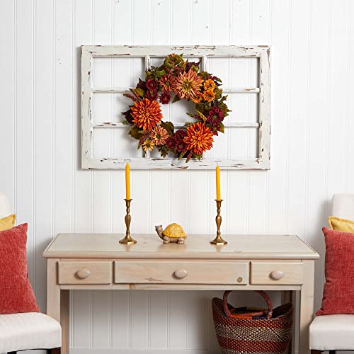 Nearly Natural 22in. Dahlia & Mum Wreath