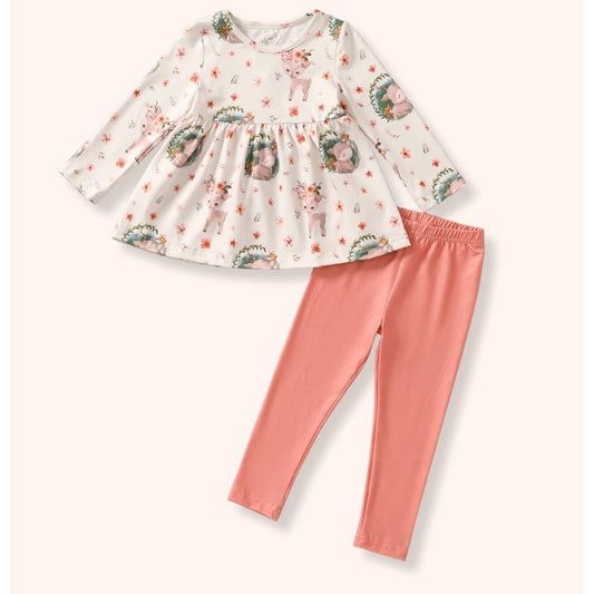 Pete + Lucy Girl's Fall Winter "Whitetail Wonder" Tunic & Legging Set - Size 3T