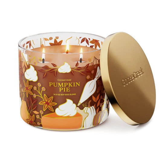 Goose Creek Pumpkin Pie Scented 3-Wick Candle 14.5 oz Fall Thanksgiving