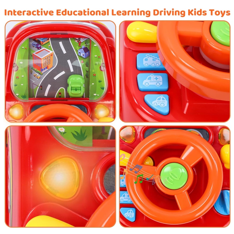 2-in-1 Toddler RC Racing Car Steering Wheel Toy, Simulated Learning Game 18+ Mos