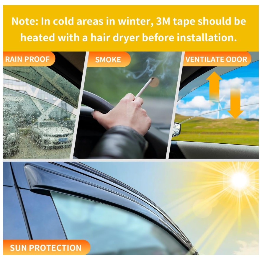 Window Visor for 2003-2011 Honda Element, Rain Guards Shields Vent Deflector