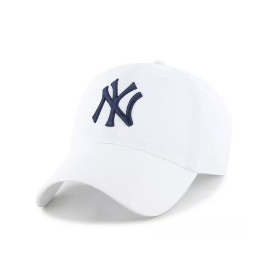 MLB New York Yankees Clean Up Hat - White & Navy: Cotton Adjustable Baseball Cap