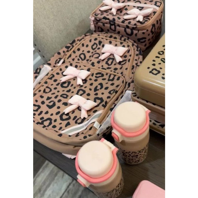 Kids' 17'' Pink Leopard Print & Bow Classic Backpack - Cat & Jack™