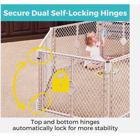 Superyard Baby Play Yard: Freestanding 6-Panel Baby Playpen - Indoor/Outdoor