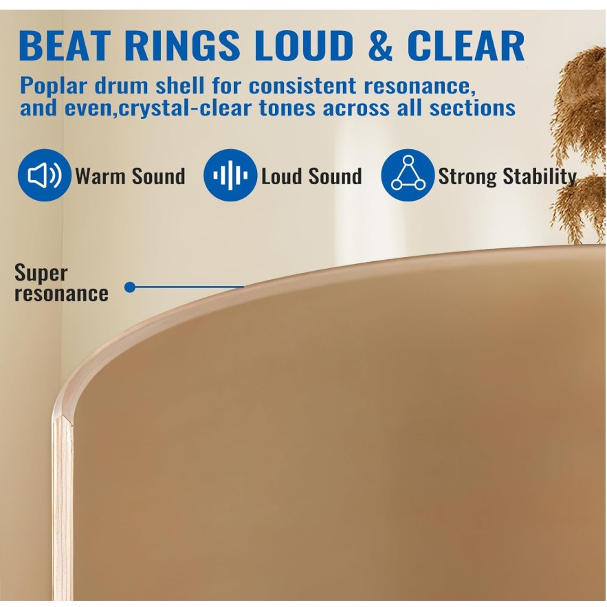 MOSEN Drum Set 3-Piece Beginner Drum Set Junior Drum Kit with Adjustable Throne