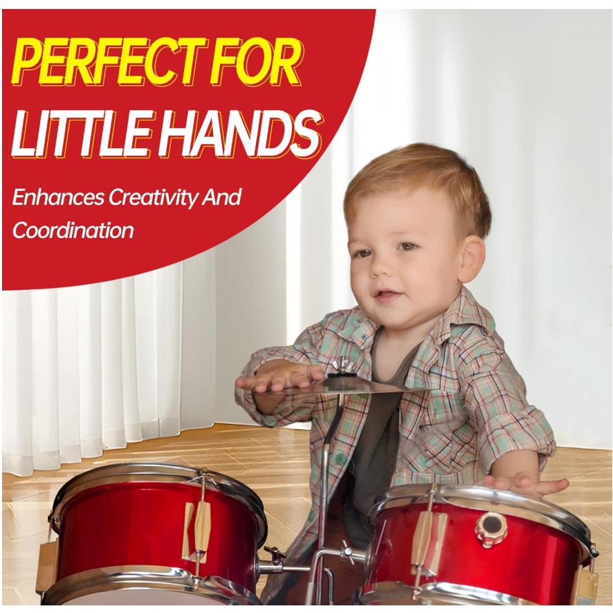 MOSEN Drum Set 3-Piece Beginner Drum Set Junior Drum Kit with Adjustable Throne