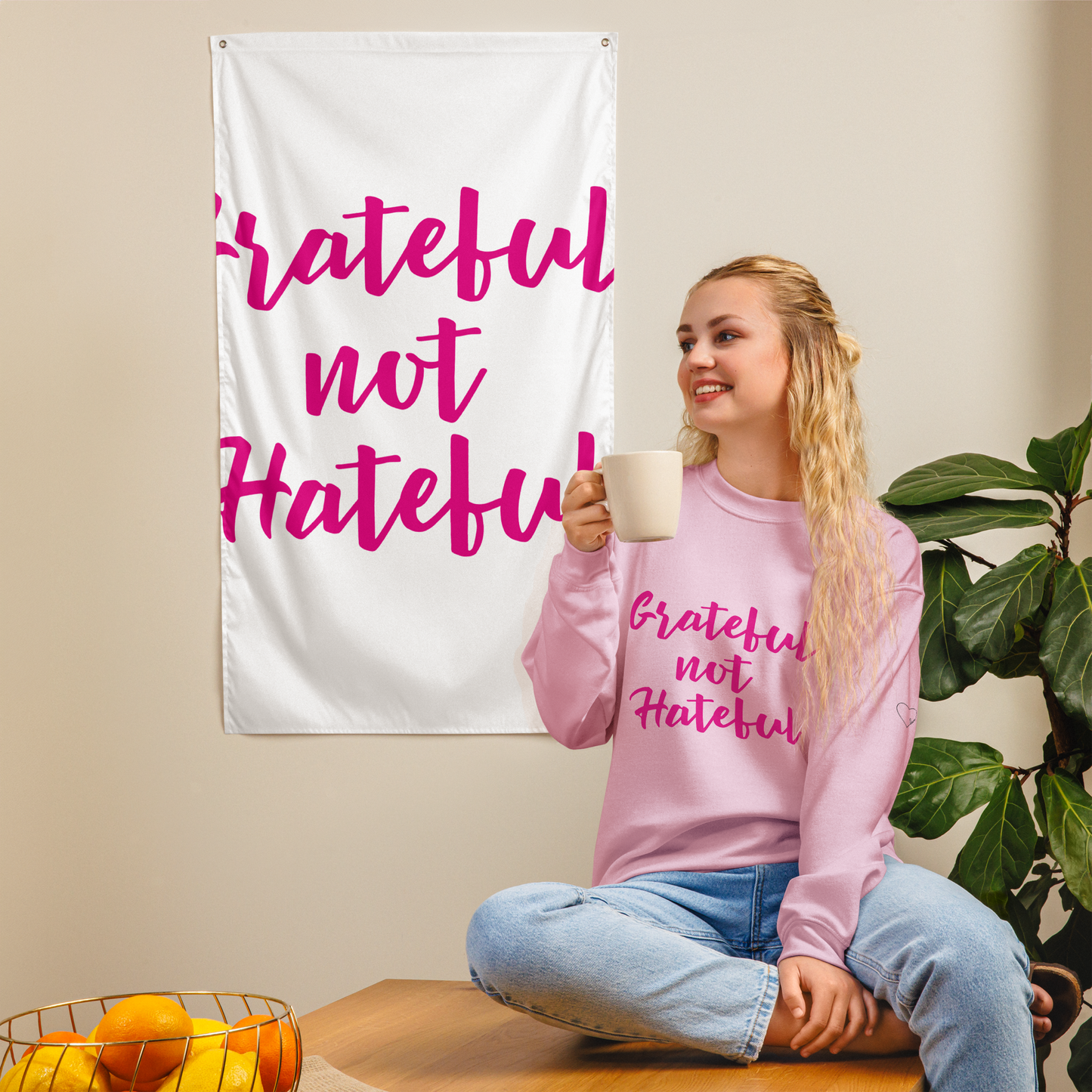 Grateful not Hateful Women's Pink Sweatshirt